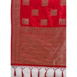 Women's Silk Blend Printed Saree With Unstitched Blouse 5.5Mtr (Red)