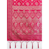 Women's Silk Blend Printed Saree With Unstitched Blouse 5.5Mtr (Pink)