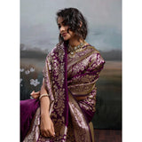 Women's Silk Blend Printed Saree With Unstitched Blouse 5.5Mtr (Wine)