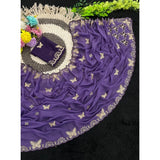 Women's Star Georgette Embellished Saree With Unstitched Blouse 5.5Mtr (Lavender)