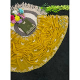 Women's Star Georgette Embellished Saree With Unstitched Blouse 5.5Mtr (Mustard)