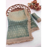 Women's Silk Embellished Saree With Unstitched Blouse 5.5Mtr (Green)