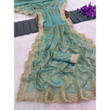 Women's Silk Embellished Saree With Unstitched Blouse 5.5Mtr (Green)