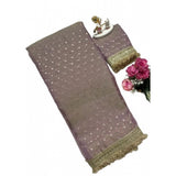 Women's Silk Embellished Saree With Unstitched Blouse 5.5Mtr (Lavender)