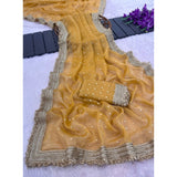 Women's Silk Embellished Saree With Unstitched Blouse 5.5Mtr (Yellow)