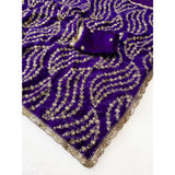 Women's Satin Embellished Saree With Unstitched Blouse 5.5Mtr (Purple)