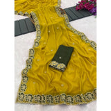 Women's Star Georgette Embroidered Saree With Unstitched Blouse 5.5Mtr (Olive Green)