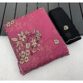 { "alt_text": "Pink viscose silk embroidered saree with unstitched blouse, 5.5Mtr ethnic wear for women" }