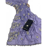 Women's Viscose Silk Embroidered Saree With Unstitched Blouse 5.5Mtr (Purple)