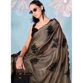 { "alt_text": "Beige viscose silk embroidered saree with unstitched blouse, 5.5Mtr ethnic wear for women" }