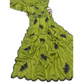 { "alt_text": "Green viscose silk embroidered saree with unstitched blouse, 5.5Mtr, ethnic wear fashion" }