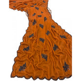{ "alt_text": "Orange viscose silk embroidered saree with unstitched blouse, 5.5Mtr ethnic wear for women" }
