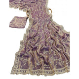 Women's Silk Embellished Saree With Unstitched Blouse 5.5Mtr (Lavender)