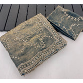 { "alt_text": "Grey silk embellished saree with unstitched blouse, 5.5Mtr, traditional Indian ethnic wear" }