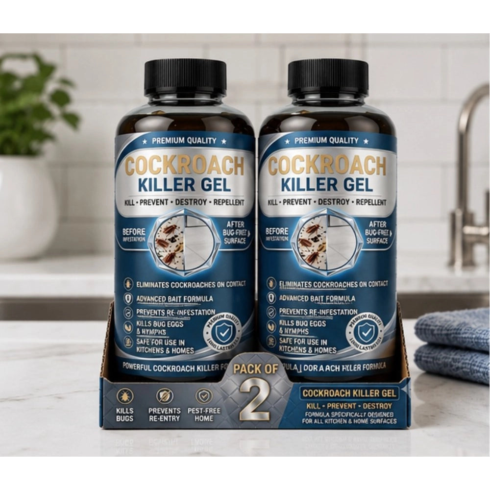{ "alt_text": "Yellow gel cockroach killer bottles, 100 ML, pack of 2, fresh fruit scent, pest control gel" }
