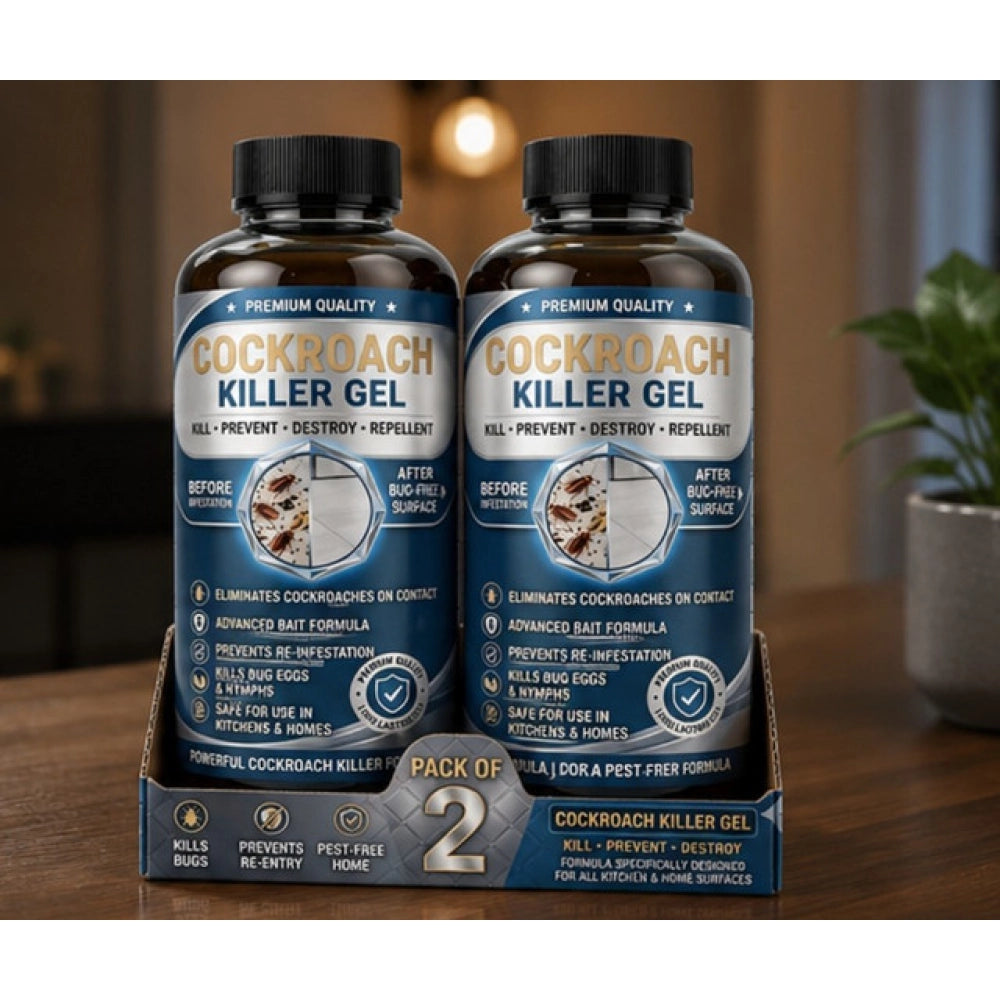 { "alt_text": "Yellow gel cockroach killer bottles, 100 ML, pack of 2, fresh fruit scent, pest control gel" }