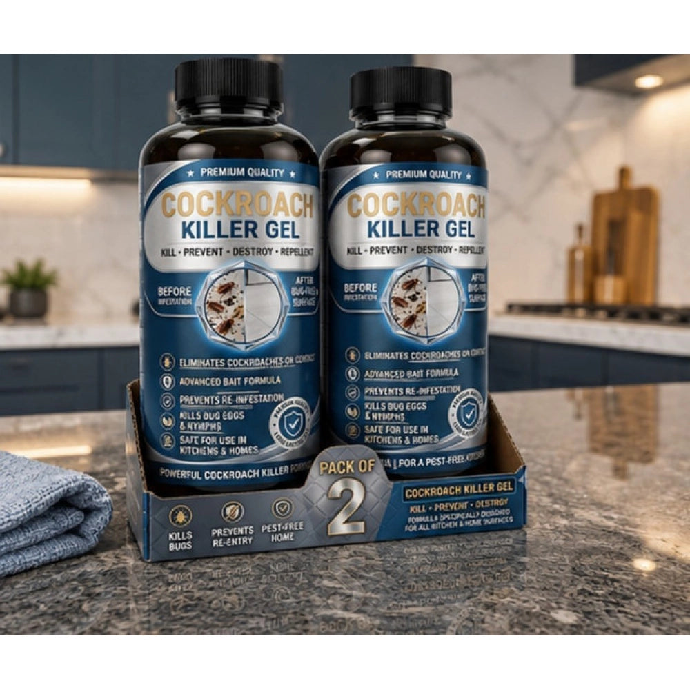 { "alt_text": "Yellow gel cockroach killer bottles, 100 ML, pack of 2, fresh fruit scent, pest control gel" }