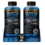 { "alt_text": "Clear plastic shine liquid bottles, 100 ML, pack of 2, for enhancing plastic surfaces and shine" }