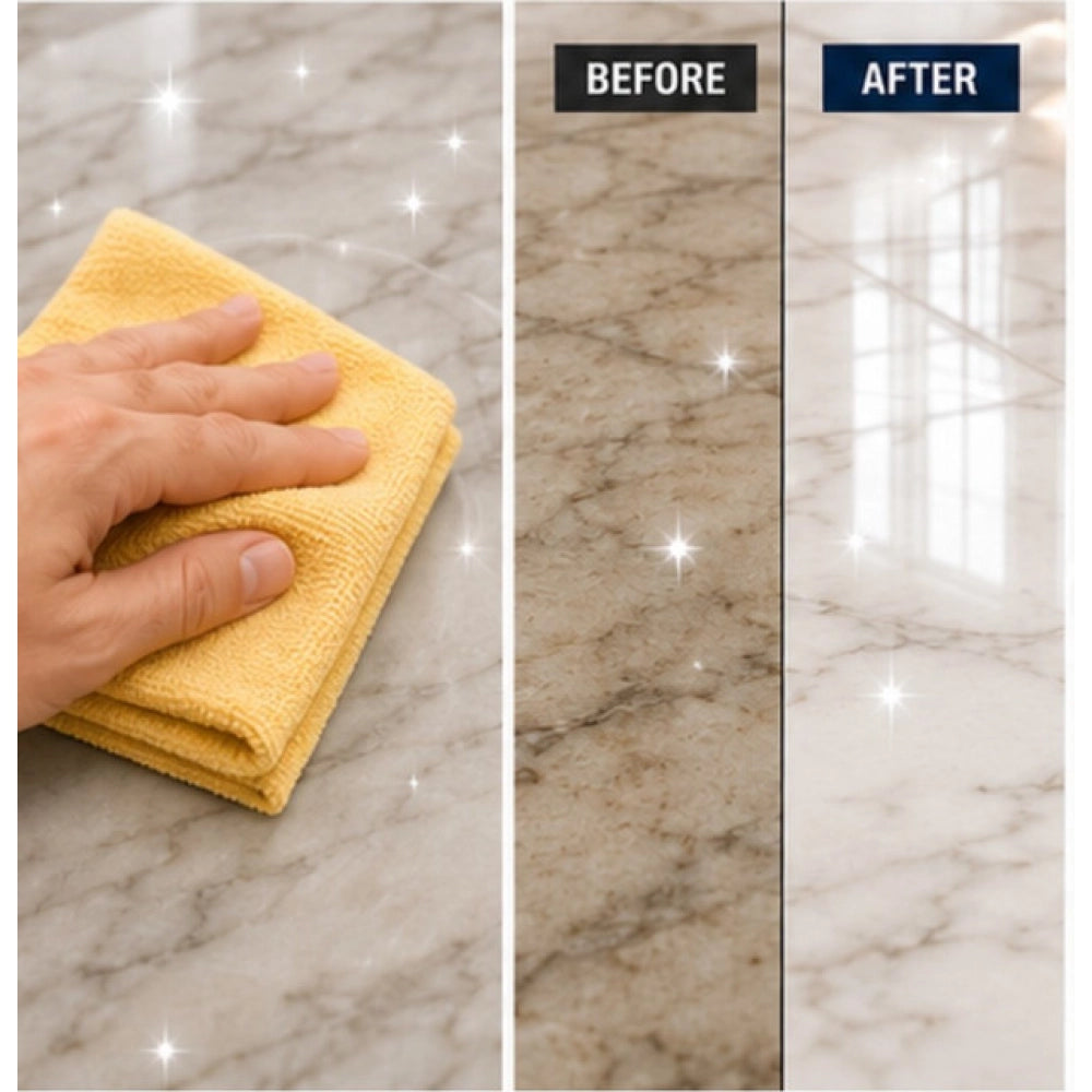 { "alt_text": "Clear liquid marble polish bottles, 100 ML each, for enhancing shine and finish of marble surfaces" }