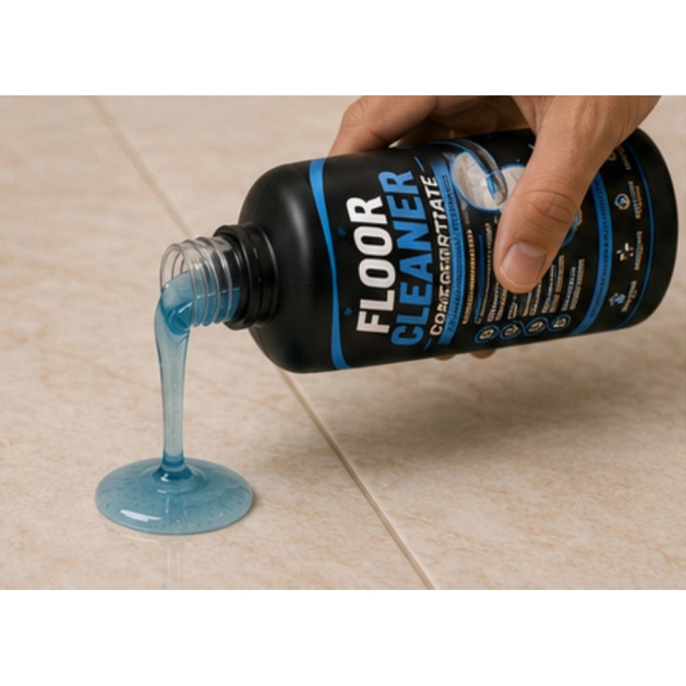 { "alt_text": "Clear liquid floor cleaner concentrate for effective floor cleaning, 100 ML bottle pack, fresh fruit fragrance" }