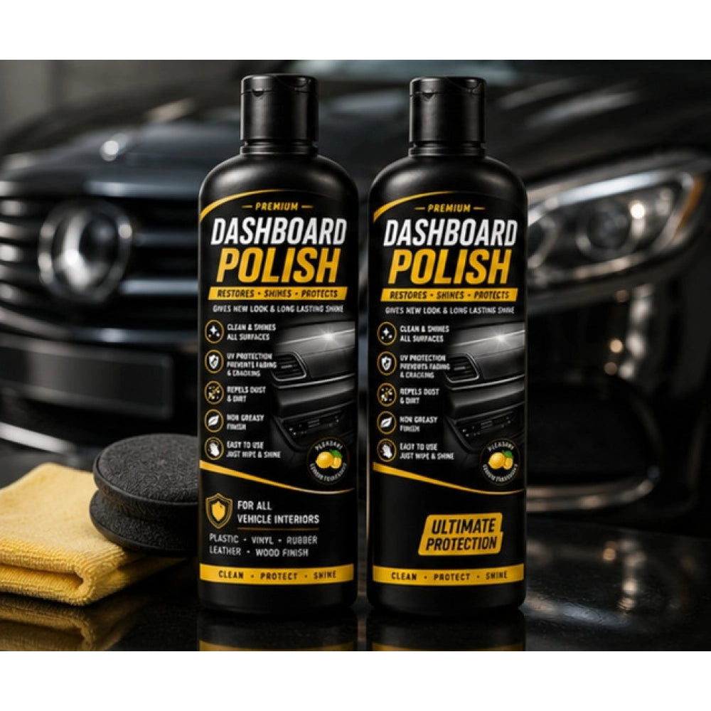 { "alt_text": "Fresh fruit liquid car dashboard polish, 100 ML pack of 2 bottles, restores shine and appearance" }