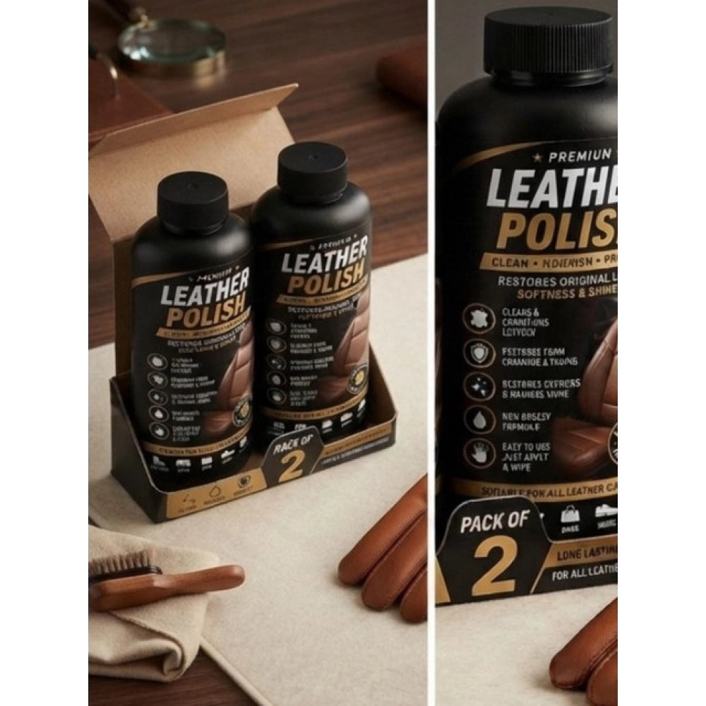 { "alt_text": "Brown leather polish liquid bottles, 100 ML, for maintaining and shining leather surfaces, shoe care" }