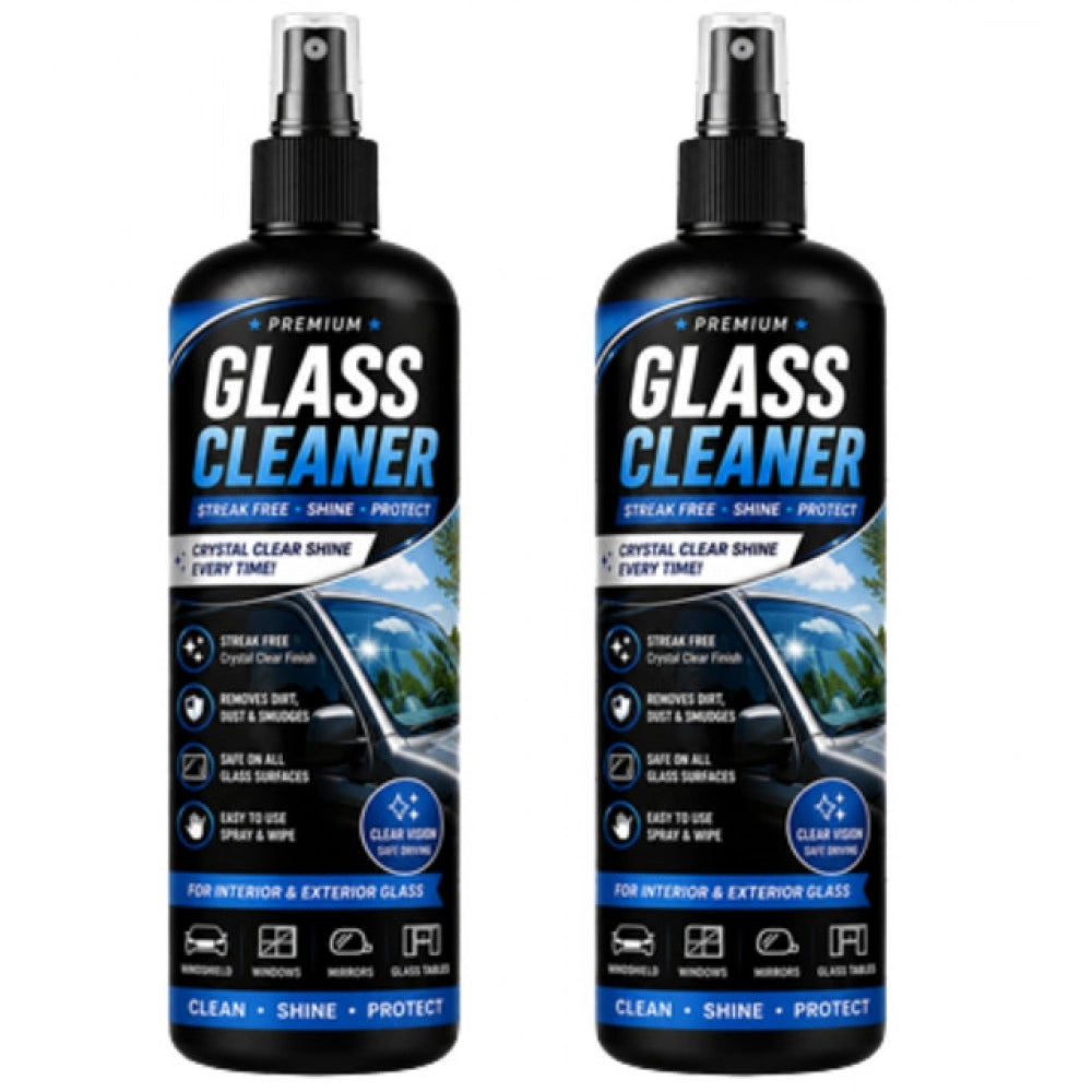 { "alt_text": "Clear glass cleaner liquid spray bottles, 100 ML, pack of 2, fresh fruit fragrance for cleaning glass surfaces" }