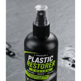 { "alt_text": "Clear plastic restorer polish liquid spray bottles, 100 ML, restores shine, car detailing, plastic cleaner" }