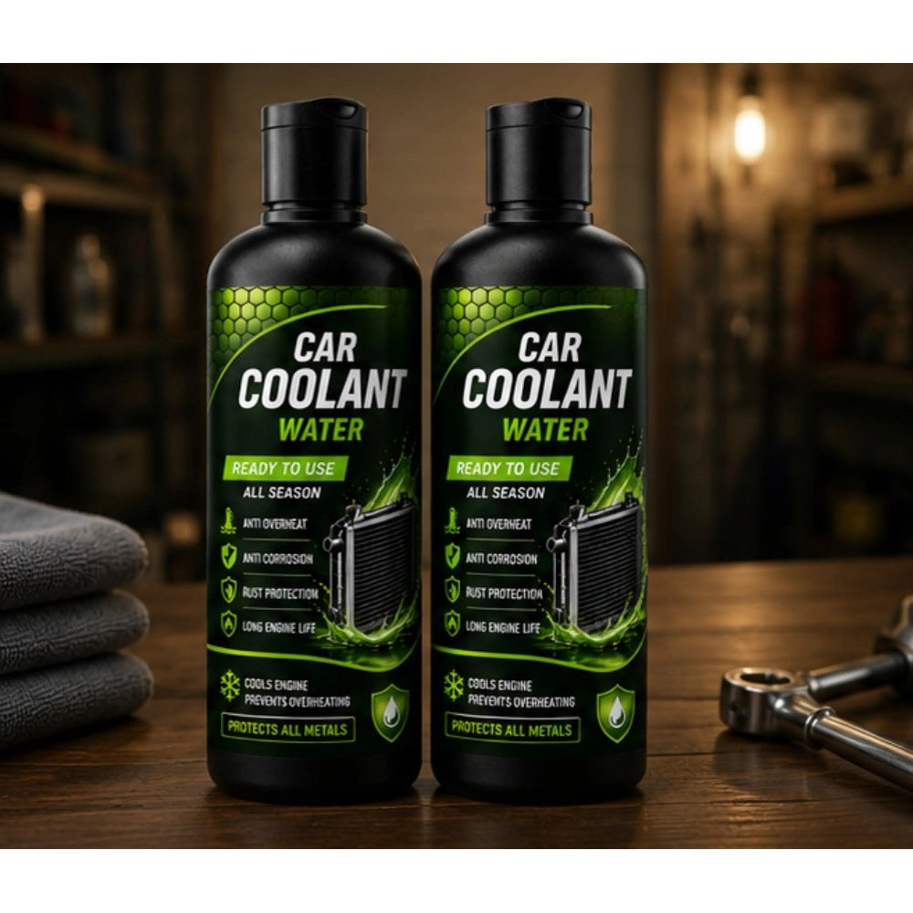 { "alt_text": "Blue coolant water liquid car bottles, 100 ML, for vehicle cooling system maintenance, 2-pack" }
