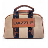 Women's Polyurethane Textured Duffle Bag with Adjustable & Removable Strap (Beige-Brown)