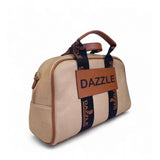 Women's Polyurethane Textured Duffle Bag with Adjustable & Removable Strap (Beige-Brown)