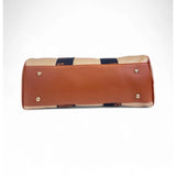 Women's Polyurethane Textured Duffle Bag with Adjustable & Removable Strap (Beige-Brown)