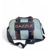{ "alt_text": "Green polyurethane textured duffle bag for women, adjustable strap, travel luggage, gym bag" }
