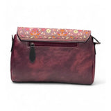 Women's Polyurethane Floral Embroidered Crossbody Sling Bag with Adjustable & Removable Strap (Red)