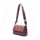 Women's Polyurethane Floral Embroidered Crossbody Sling Bag with Adjustable & Removable Strap (Red)