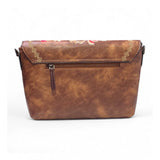 Women's Polyurethane Floral Embroidered Crossbody Sling Bag with Adjustable & Removable Strap (Brown)