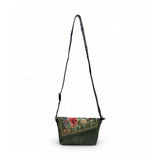 Women's Polyurethane Floral Embroidered Crossbody Sling Bag with Adjustable & Removable Strap (Green)