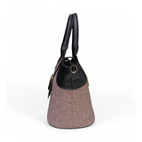 Women's Polyurethane Textured Two-Tone Tote Handbag with Adjustable & Removable Strap (Purple)
