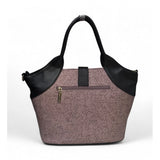 Women's Polyurethane Textured Two-Tone Tote Handbag with Adjustable & Removable Strap (Purple)