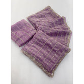 { "alt_text": "Lavender embellished saree with unstitched blouse, 5.5mtr, Jimmy Choo ethnic wear for women" }