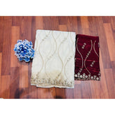 { "alt_text": "White embellished saree with unstitched blouse, 5.5mtr, Jimmy Choo ethnic wear, bridal fashion" }