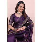 Women's Georgette Embroidered Saree With Unstitched Blouse 5.5Mtr�(Purple)