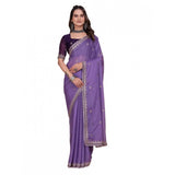 Women's Georgette Embellished Saree With Unstitched Blouse 5.5Mtr�(Purple)