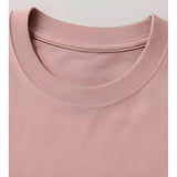 { "alt_text": "Pink cotton blend men's oversized t-shirt, printed casual wear, round neck half sleeve, 220 GSM" }