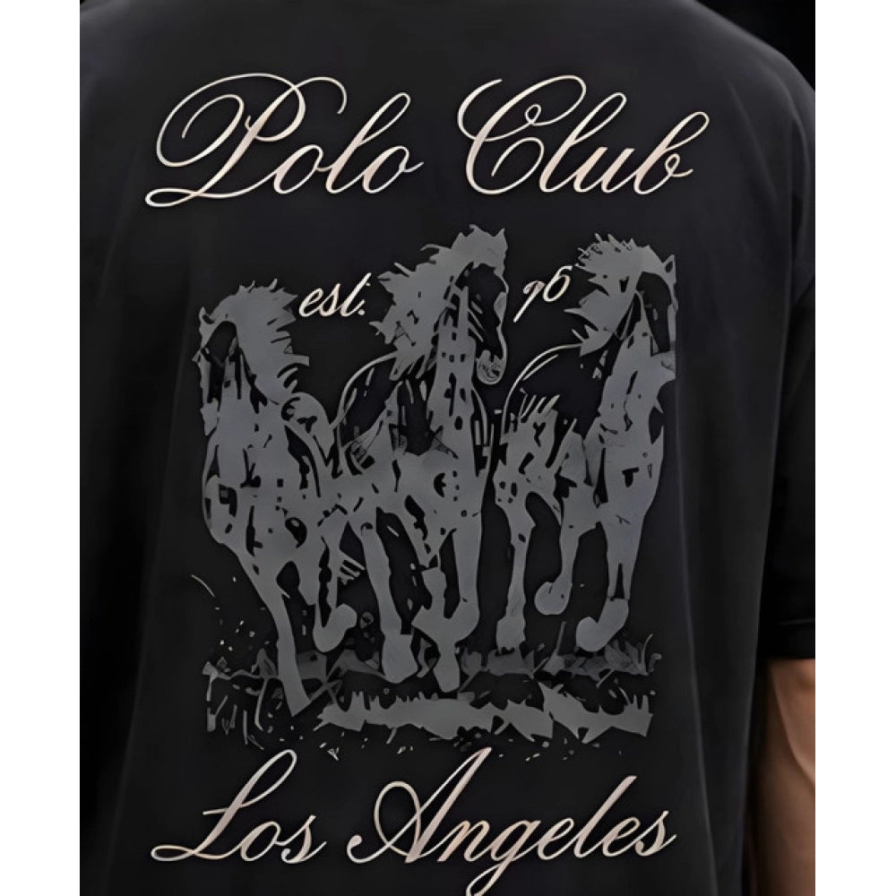 { "alt_text": "Grey cotton blend men's oversized t-shirt, printed casual wear, round neck half sleeve, 220 GSM" }