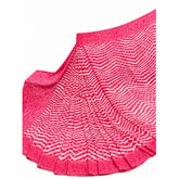 { "alt_text": "Pink georgette printed saree with unstitched blouse, 5.5 meter ethnic wear, Indian fashion" }