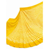 { "alt_text": "Yellow georgette printed saree with unstitched blouse, 5.5 meter ethnic wear, Indian fashion" }