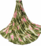 { "alt_text": "Mehendi-Pink georgette printed saree with unstitched blouse, 5.5Mtr, ethnic wear fashion" }