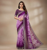 { "alt_text": "Wine georgette striped saree with unstitched blouse, 5.5m georgette ethnic wear for women" }