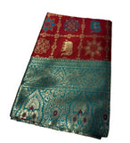 { "alt_text": "Maroon jacquard printed saree with unstitched blouse, 5.5m, ethnic wear, Indian traditional clothing" }